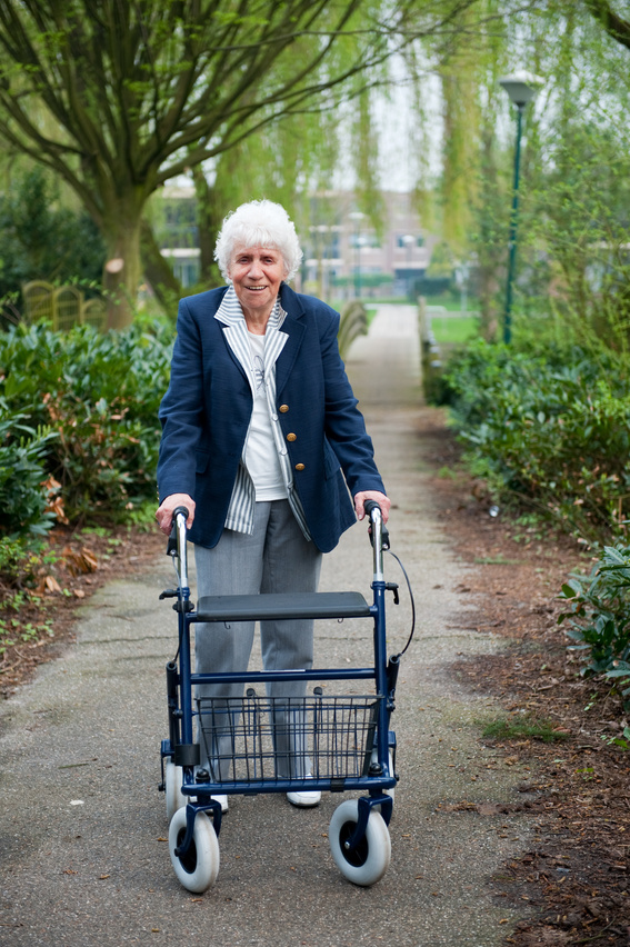 Elderly Woman with Walker