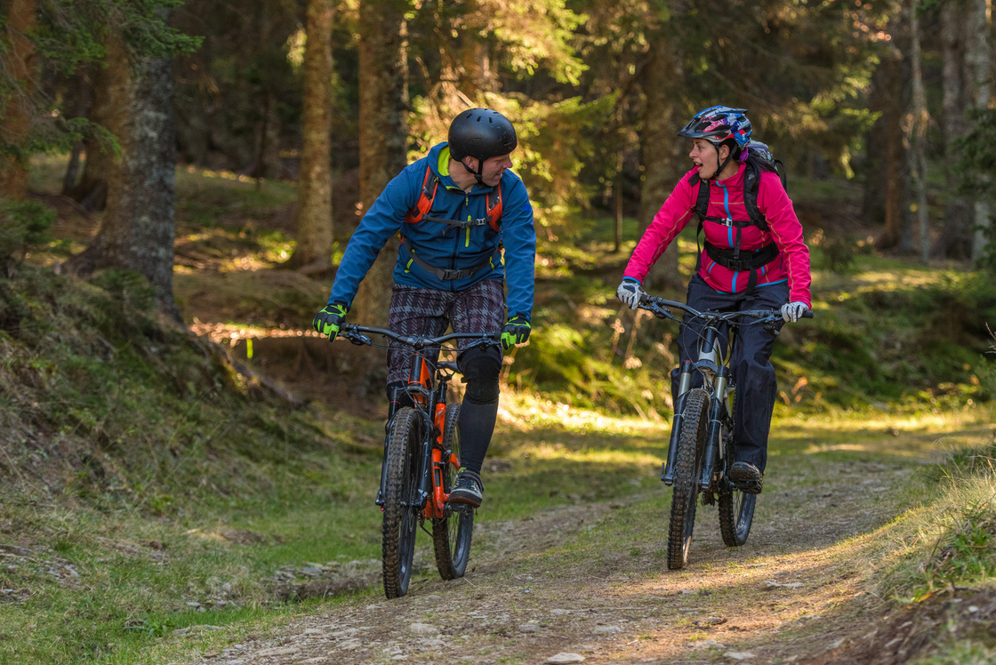 People enjoying mountain biking