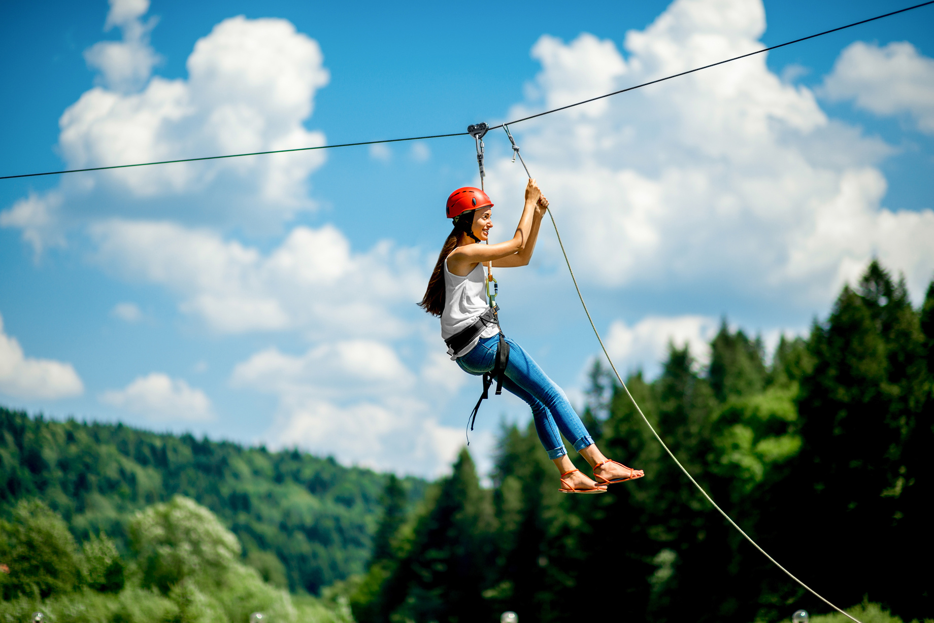 Riding on a Zip Line