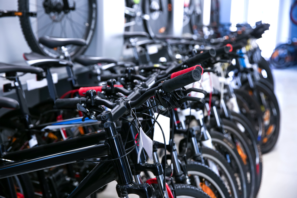 Modern New Bicycles in Shop